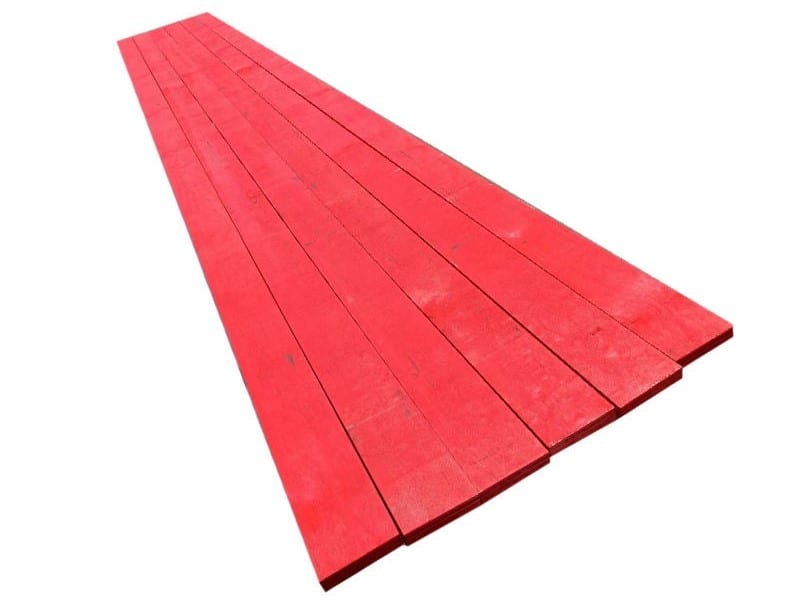 Example red LVL timber formwork boards.